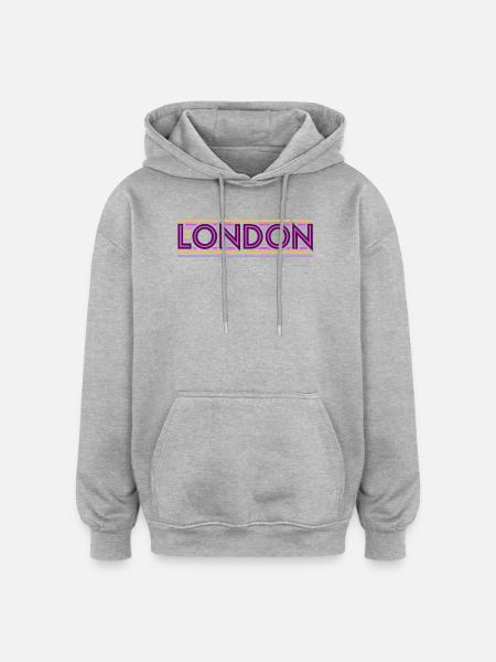 Londres Néon Violet Rayures - Sweat à capuche oversize unisexe - gris chiné