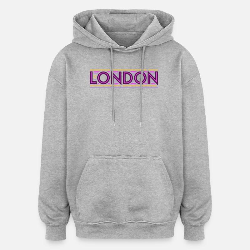 Londres Néon Violet Rayures - Sweat à capuche oversize unisexe - gris chiné