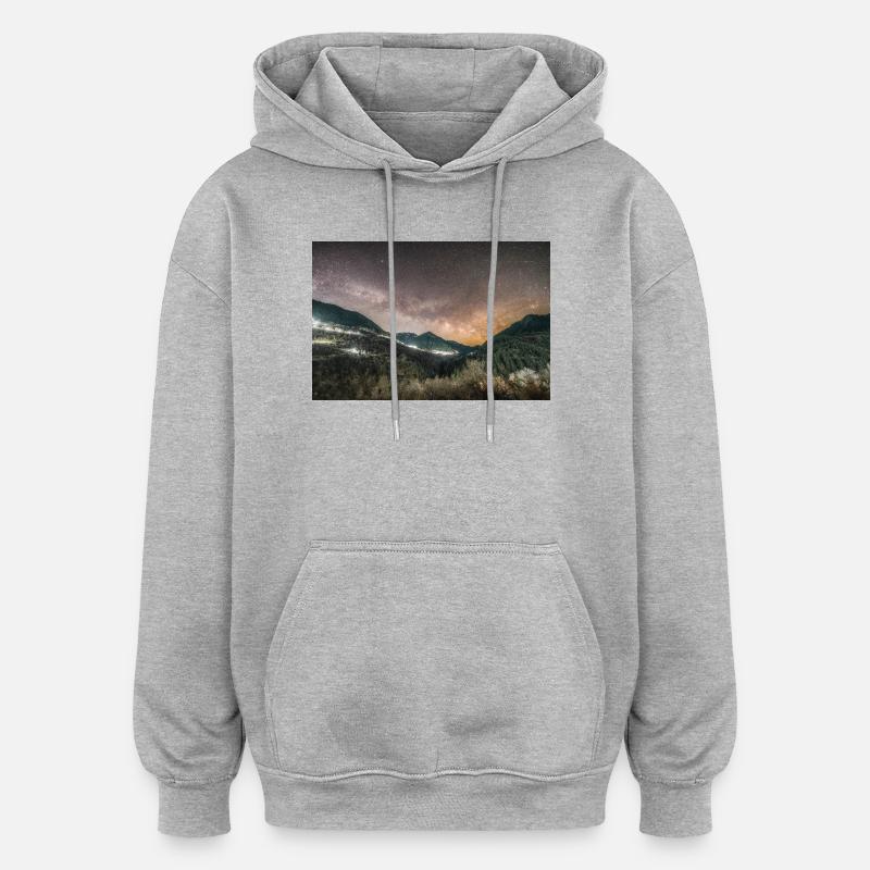 Die Milchstraße oberhalb der Agrafa-Berge - Oversized Unisex Hoodie - Grau meliert