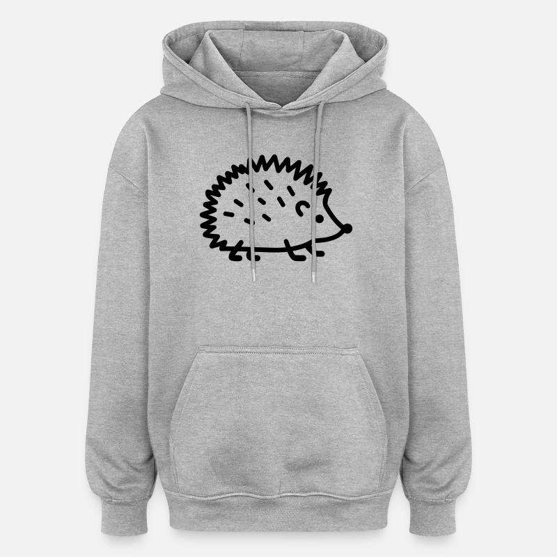 hérisson - Sweat à capuche oversize unisexe - gris chiné