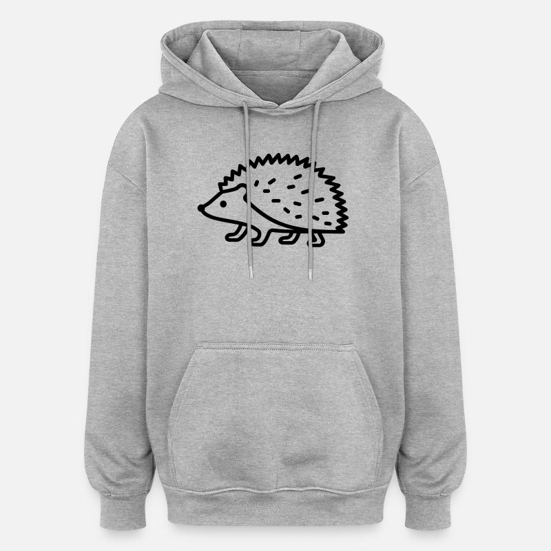 hérisson - Sweat à capuche oversize unisexe - gris chiné