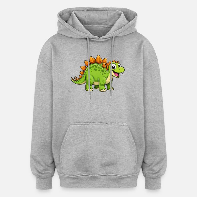 Dino Stegosaurus joyeux - Sweat à capuche oversize unisexe - gris chiné