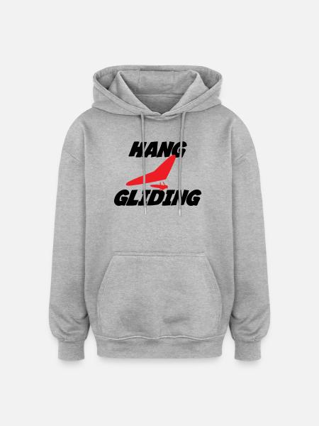 Hang Gliding Centered Wing Badge - Oversized Unisex Hoodie - heather grey