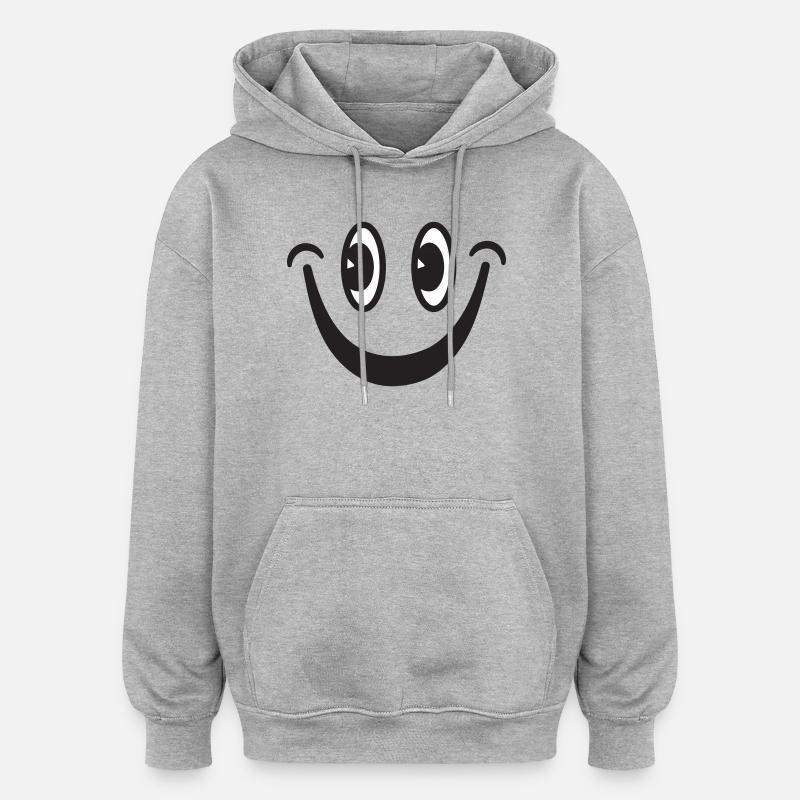 Visage souriant - Sweat à capuche oversize unisexe - gris chiné