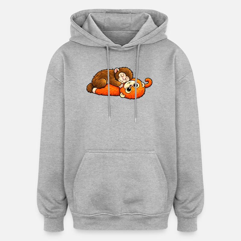Bébé Singe Coup de Poing - Sweat à capuche oversize unisexe - gris chiné