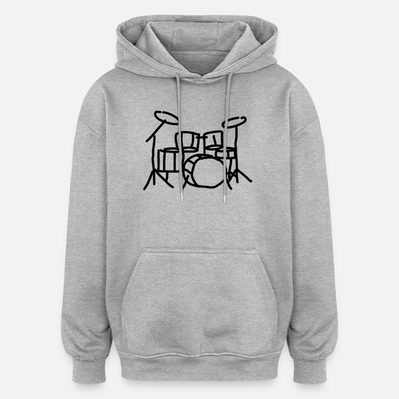 Batterie Batteur Instrument de musique - Sweat à capuche oversize unisexe - gris chiné