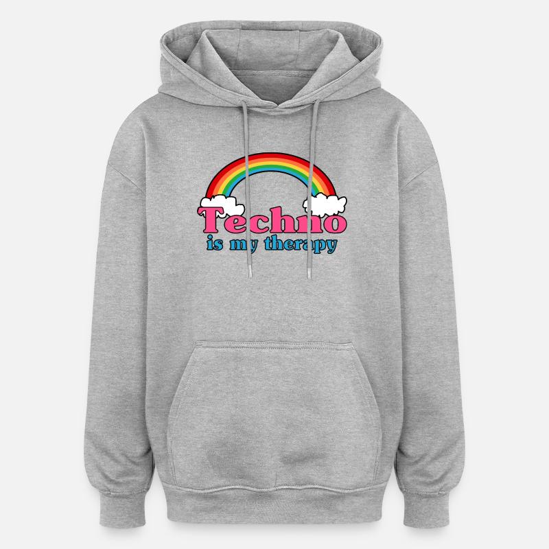 Techno Rainbow - Oversized Unisex Hoodie - heather grey