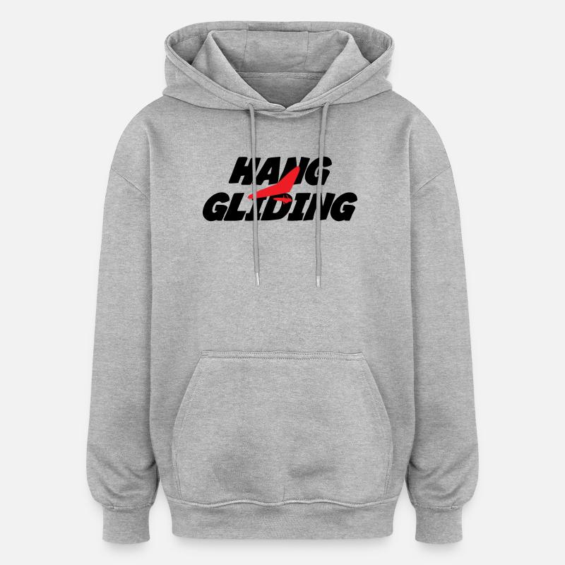 Intensive rote Drachenfliegergrafik - Oversized Unisex Hoodie - Grau meliert