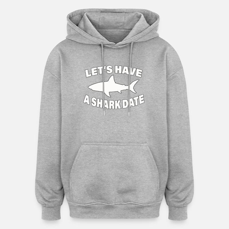 RENDEZ-VOUS DU REQUIN - Sweat à capuche oversize unisexe - gris chiné