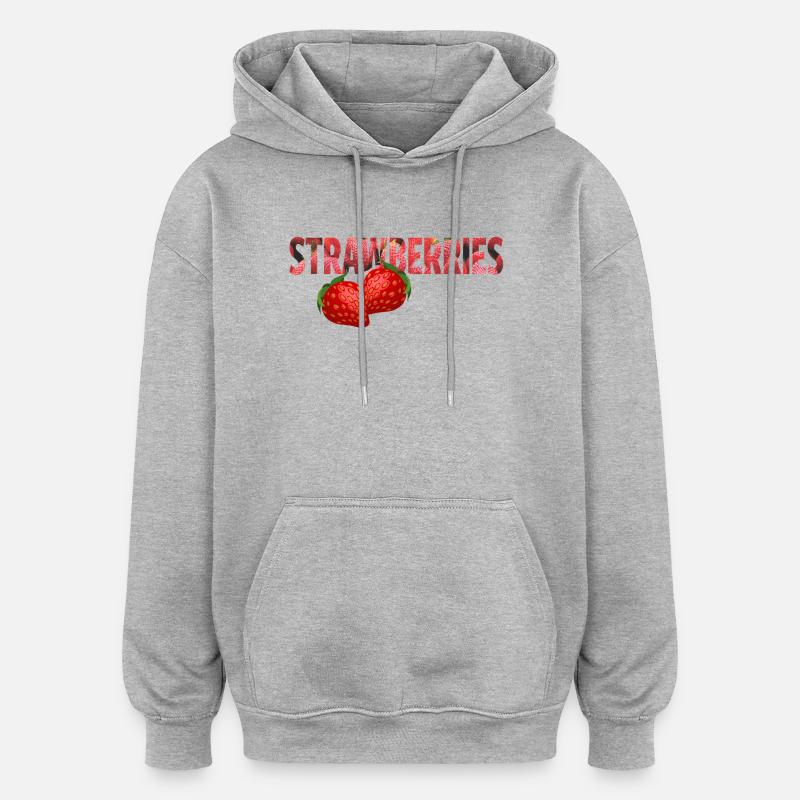 Fraises - Sweat à capuche oversize unisexe - gris chiné