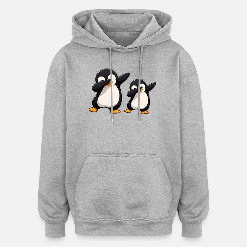 Penguin Dab Duo - Sweat à capuche oversize unisexe - gris chiné