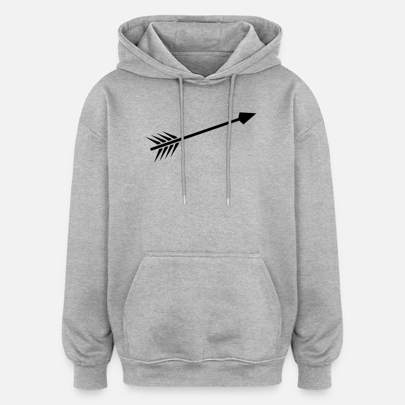 Flèche - Sweat à capuche oversize unisexe - gris chiné