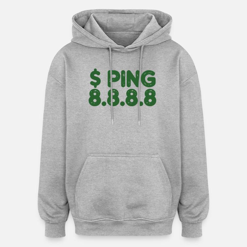 Glyphes rétro de ping en vert - Sweat à capuche oversize unisexe - gris chiné