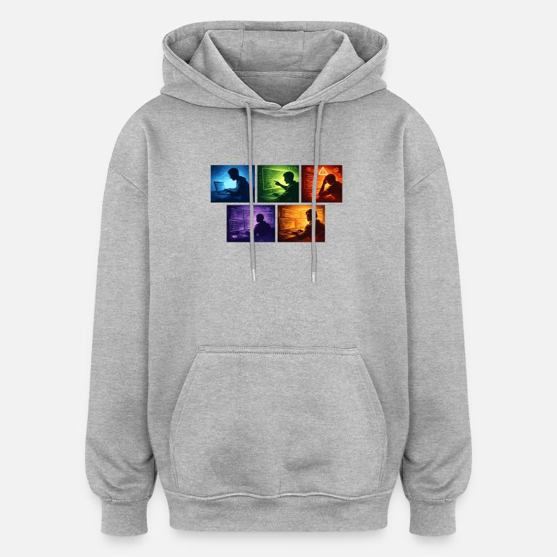 Neon Coding: Screen Worlds - Oversized Unisex Hoodie - heather grey