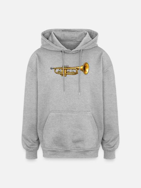 Gyllen trompet jazz-flair - Oversized unisex-hettegenser - gråmelert