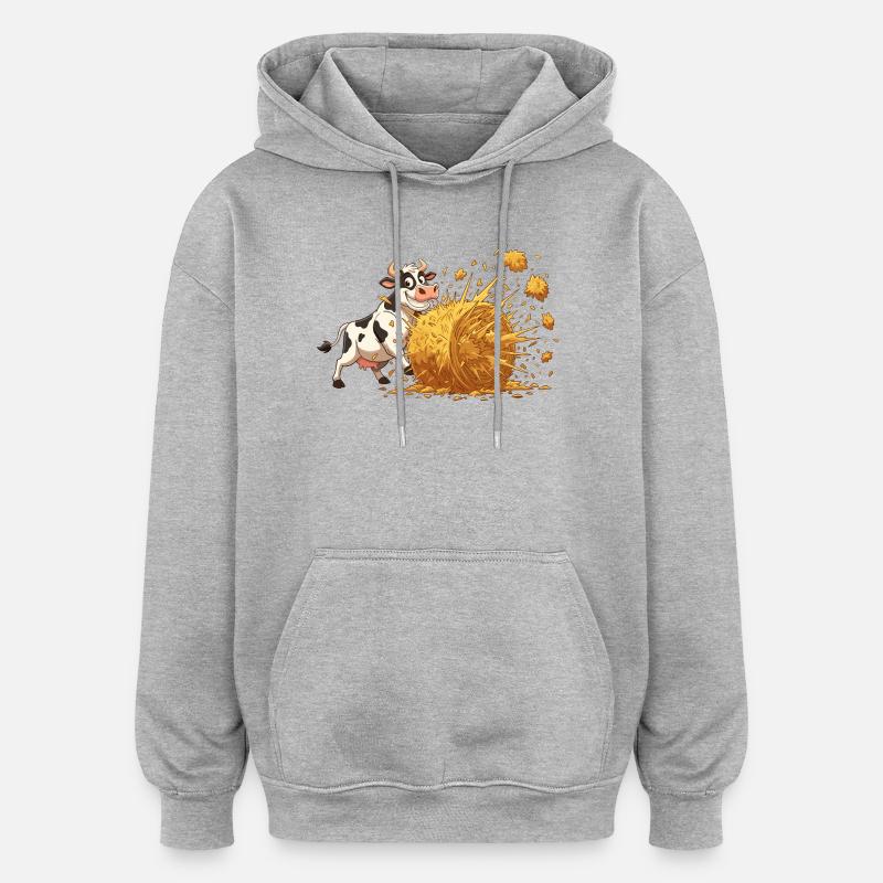 Kuh und Heu-Explosion - Oversized Unisex Hoodie - Grau meliert