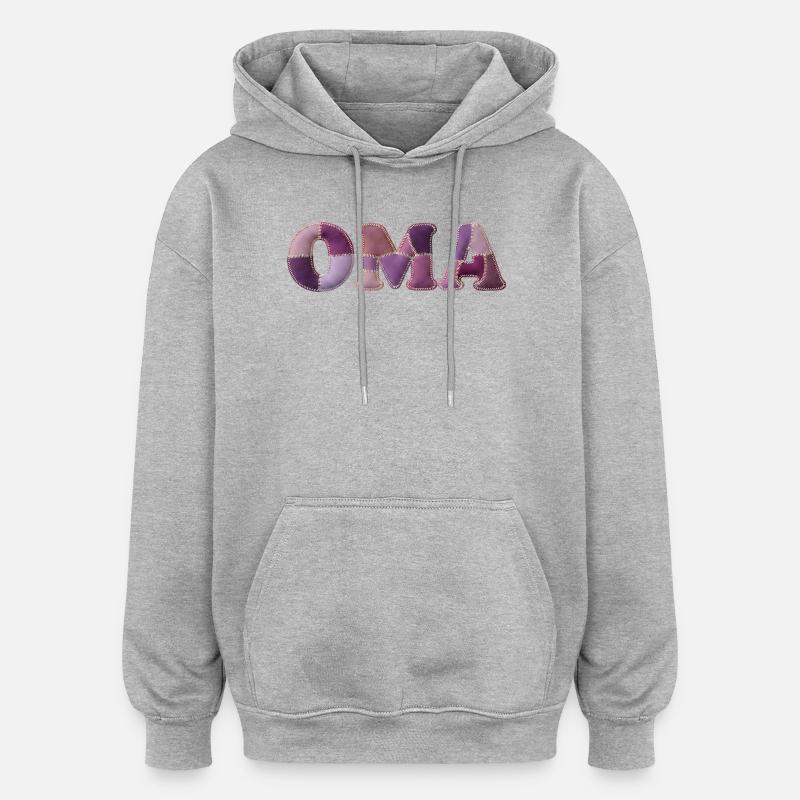OMA Patchwork Stoff Design Geschenkidee - Oversized Unisex Hoodie - Grau meliert