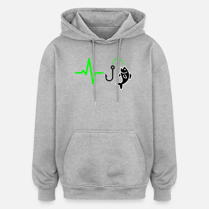 Silhouette du poisson à pouls pêcheur - Sweat à capuche oversize unisexe - gris chiné