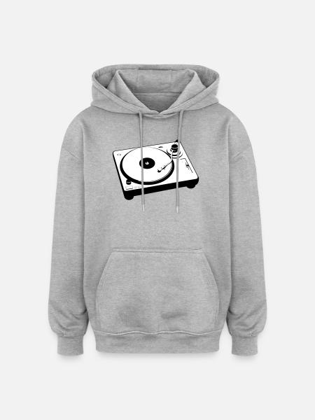 Turntable Plattenspieler DJ - Oversized Unisex Hoodie - heather grey