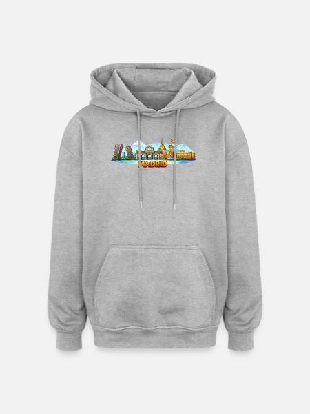 Madrid Skyline Stadt - Oversized Unisex Hoodie - Grau meliert