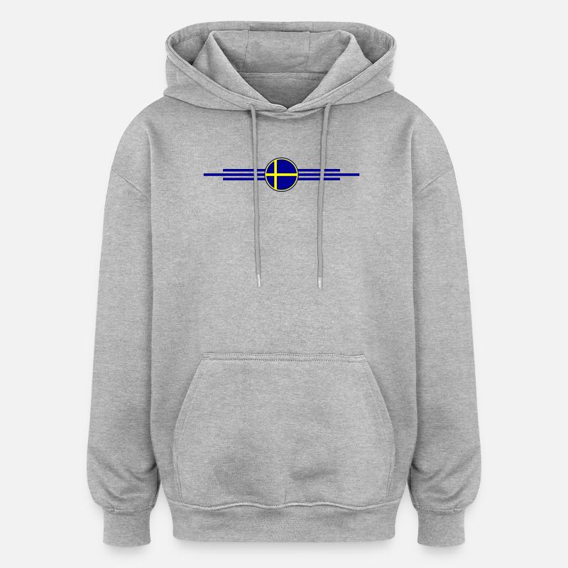 Icône du drapeau suédois - Sweat à capuche oversize unisexe - gris chiné