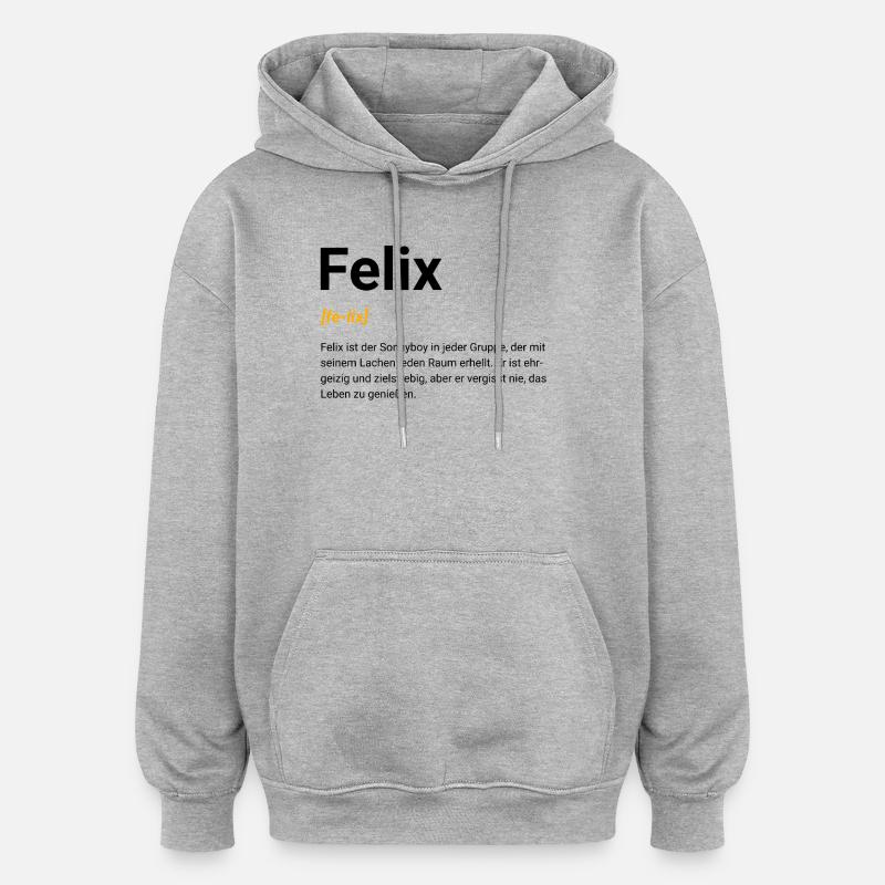 Felix - Sweat à capuche oversize unisexe - gris chiné