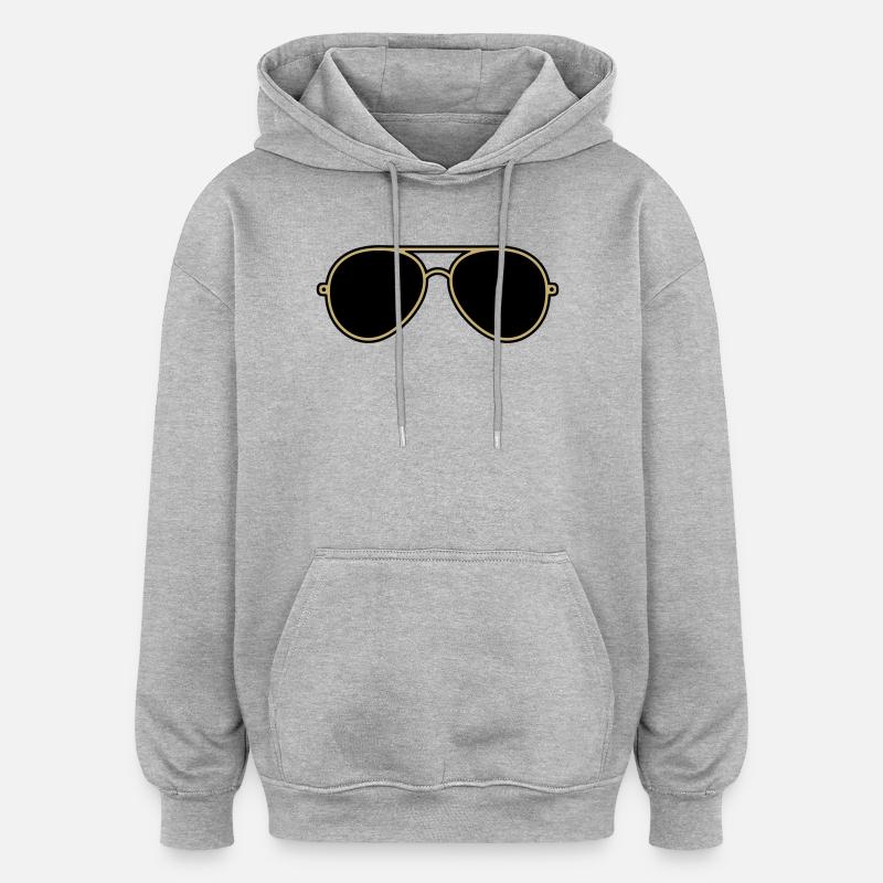 Ikoniske guld- og sorte pilotbriller - Oversize unisex hoodie - grå meleret