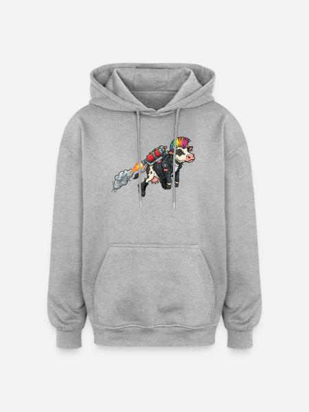 fliegende Punkkuh Grafitti - Oversized Unisex Hoodie - Grau meliert