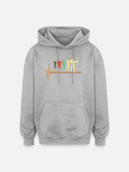 Bogenjagd-Herzschlag-Retro-Bogenschützen-Silhouette - Oversized Unisex Hoodie - Grau meliert