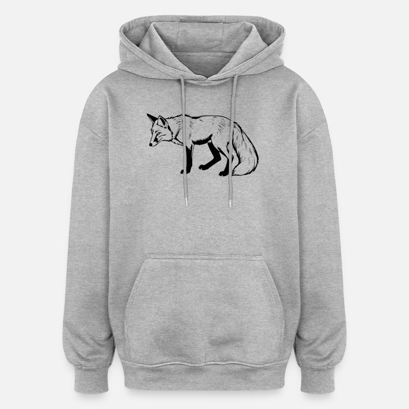 Fox - Oversized Unisex Hoodie - heather grey