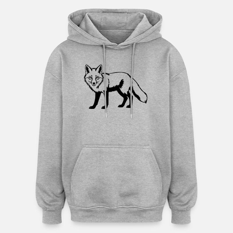 Renard - Sweat à capuche oversize unisexe - gris chiné