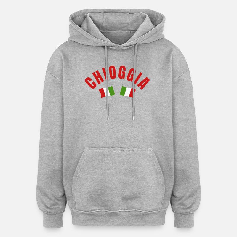 Chioggia a traversé les drapeaux italiens - Sweat à capuche oversize unisexe - gris chiné