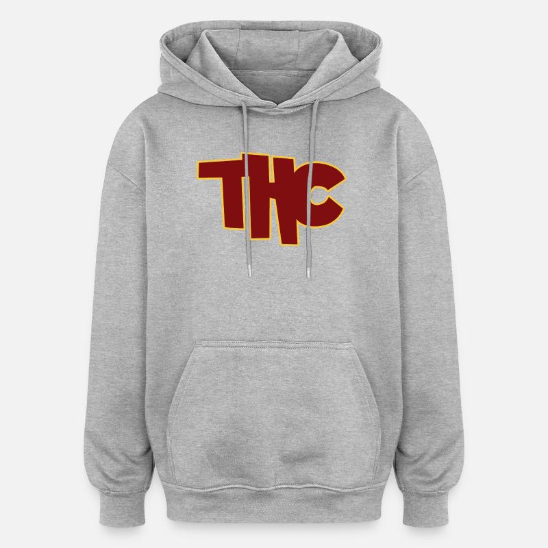 THC - Sweat à capuche oversize unisexe - gris chiné