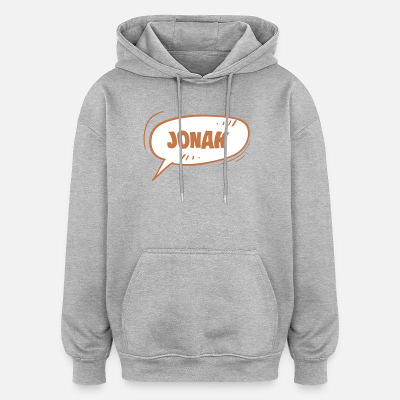 Prénom Jonah - Sweat à capuche oversize unisexe - gris chiné