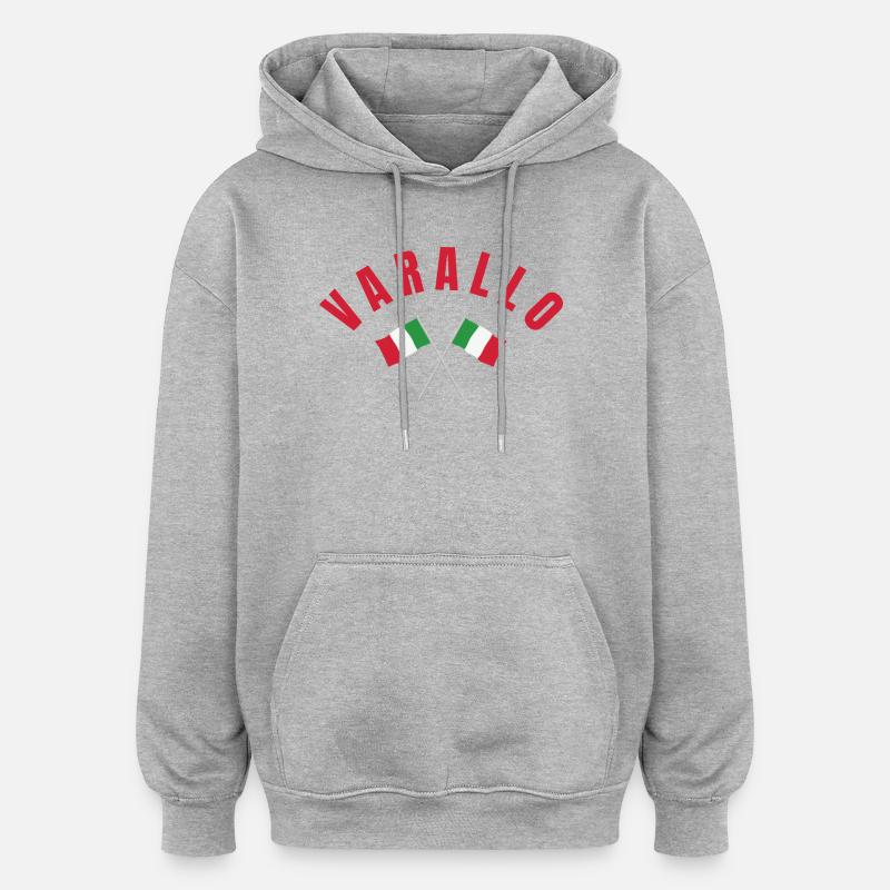 Drapeaux italiens croisés de Varallo - Sweat à capuche oversize unisexe - gris chiné
