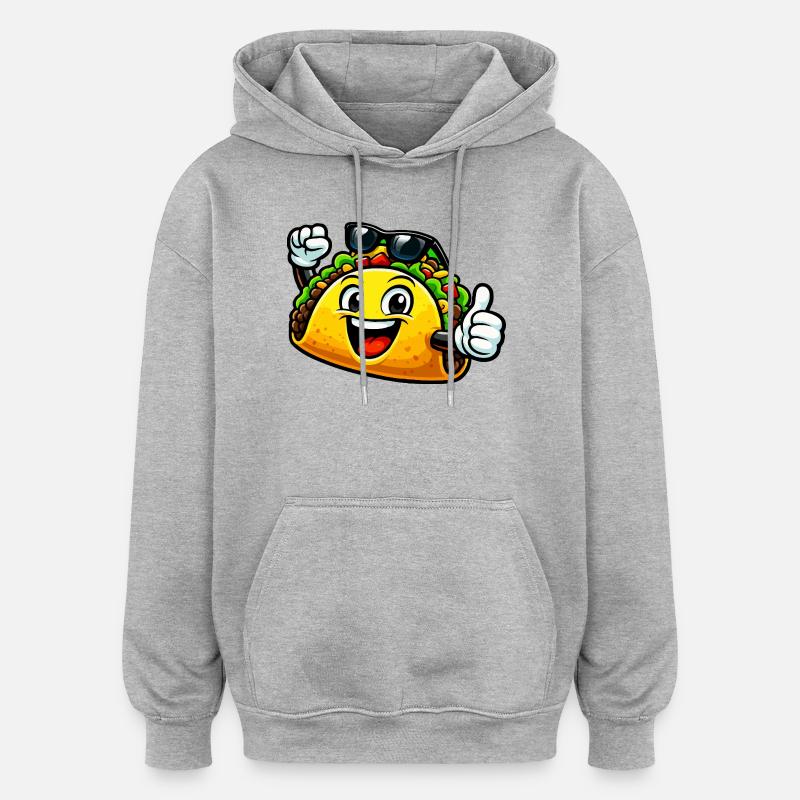 Fröhlicher Taco mit Sonnenbrille - Oversized Unisex Hoodie - Grau meliert