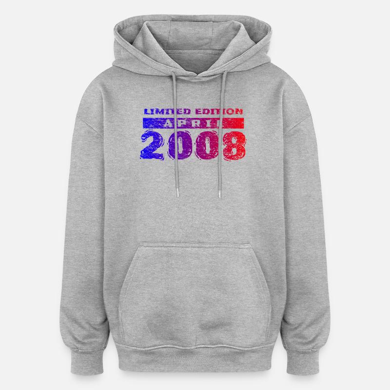 18e anniversaire Édition Limitée 04/2008 - Sweat à capuche oversize unisexe - gris chiné