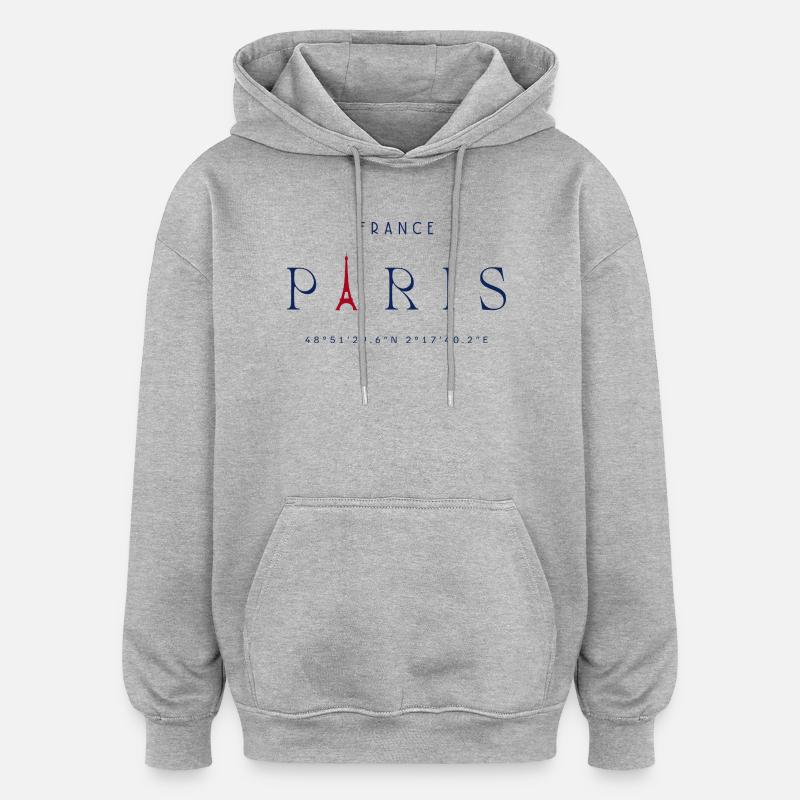 Pariser Blauer Eiffelturm Rot - Oversized Unisex Hoodie - Grau meliert