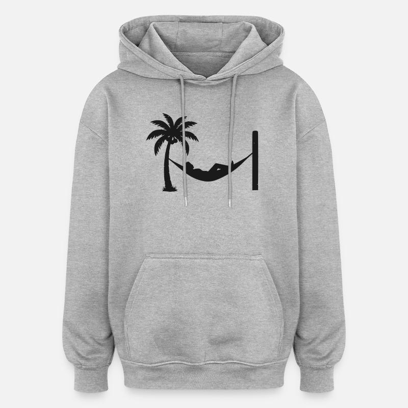 Hamac Palm Chill - Sweat à capuche oversize unisexe - gris chiné