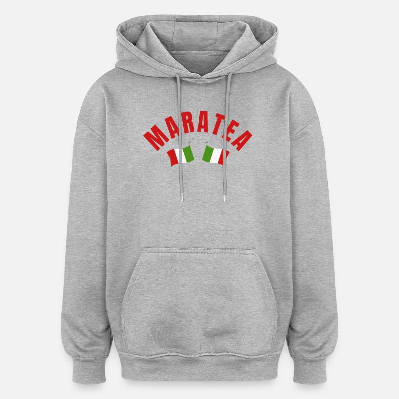 Maratea : drapeaux italiens croisés - Sweat à capuche oversize unisexe - gris chiné