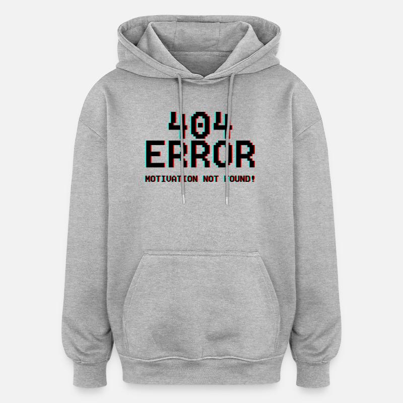 Not Found Glitch Neon 404 - Oversized Unisex Hoodie - Grau meliert