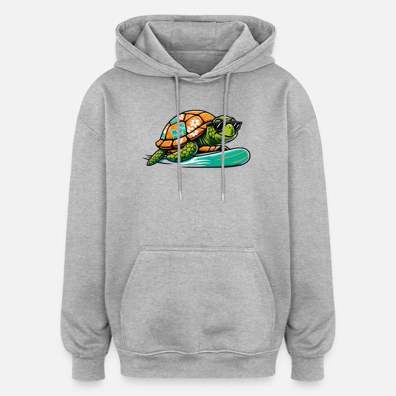 Planche de surf Hawaïenne Turtle - Sweat à capuche oversize unisexe - gris chiné