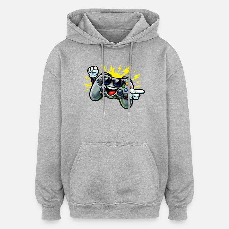 Fun avec manette rétro - Sweat à capuche oversize unisexe - gris chiné