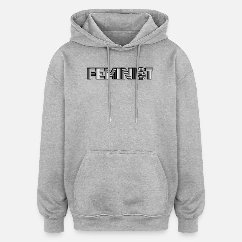 féministe - Sweat à capuche oversize unisexe - gris chiné