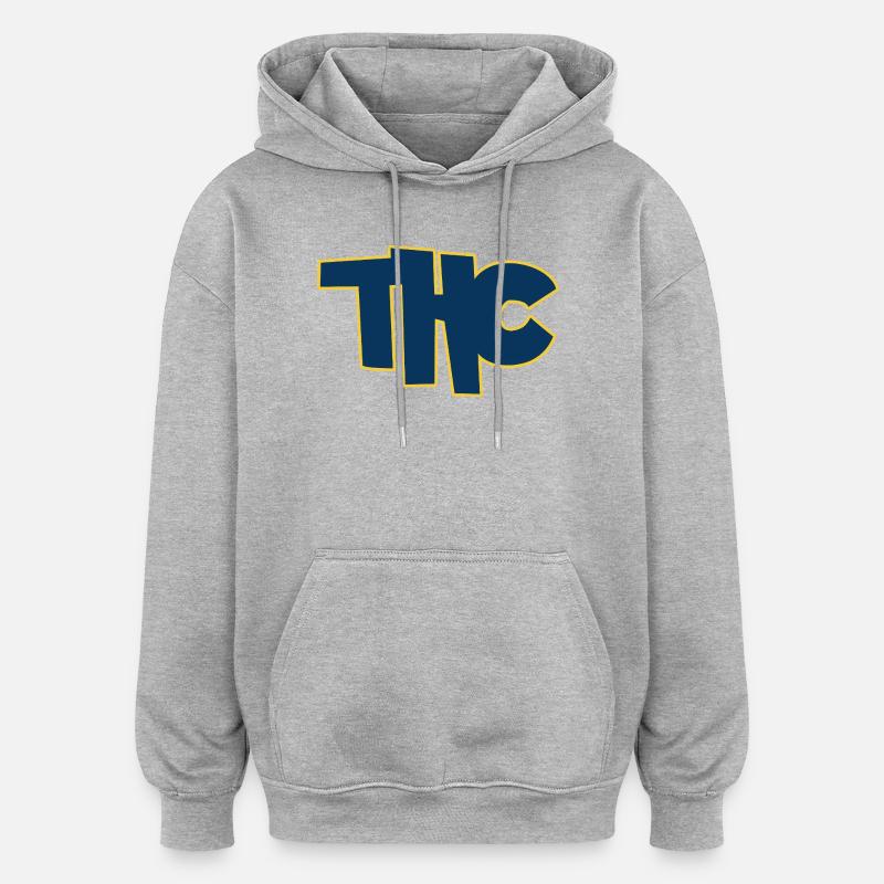 THC - Sweat à capuche oversize unisexe - gris chiné