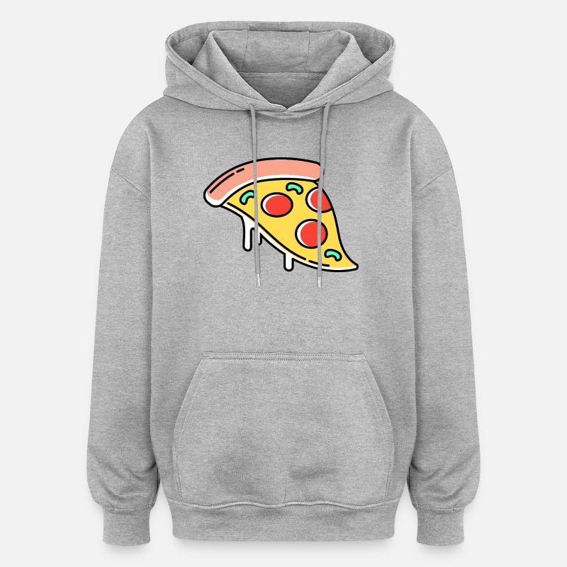 Icône de la pizza - Sweat à capuche oversize unisexe - gris chiné