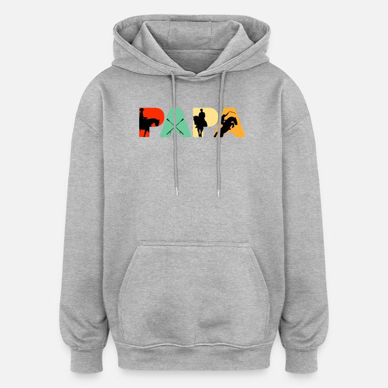 Cavalier Papa Art équestre de silhouettes - Sweat à capuche oversize unisexe - gris chiné