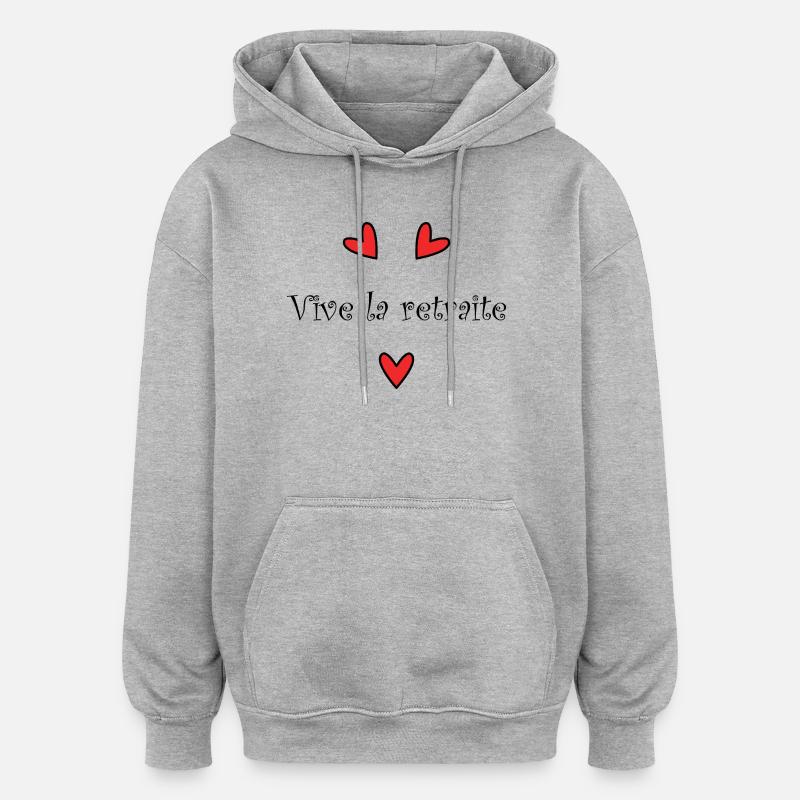 RETRAITE. RETRAITE. RETRAITEE. RETRAITE - Sweat à capuche oversize unisexe - gris chiné