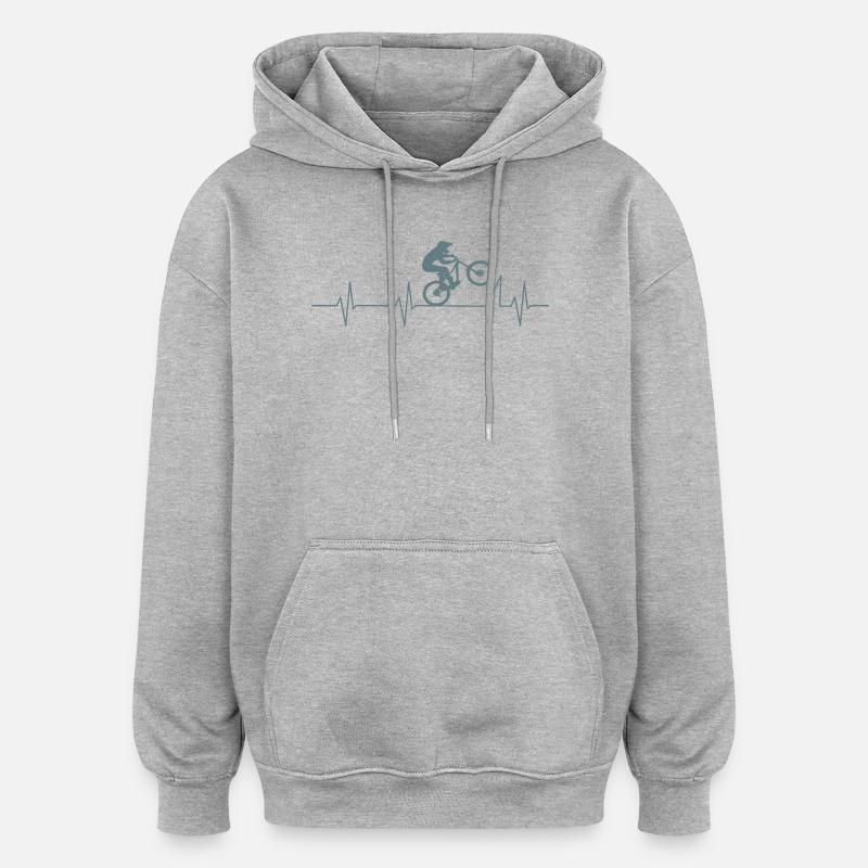 W9061 - Sweat à capuche oversize unisexe - gris chiné