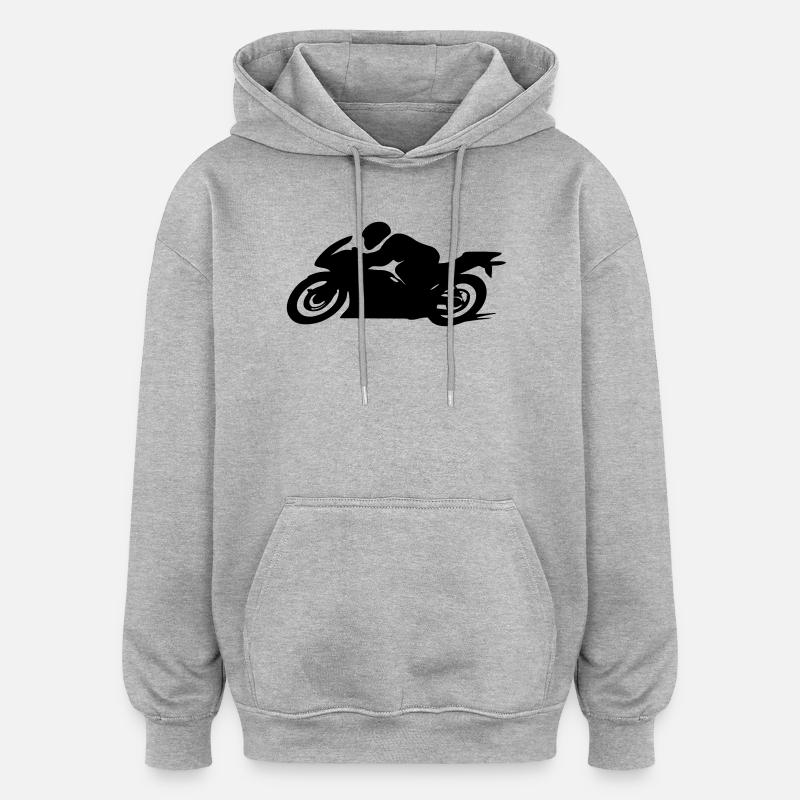 motocyclette - Sweat à capuche oversize unisexe - gris chiné